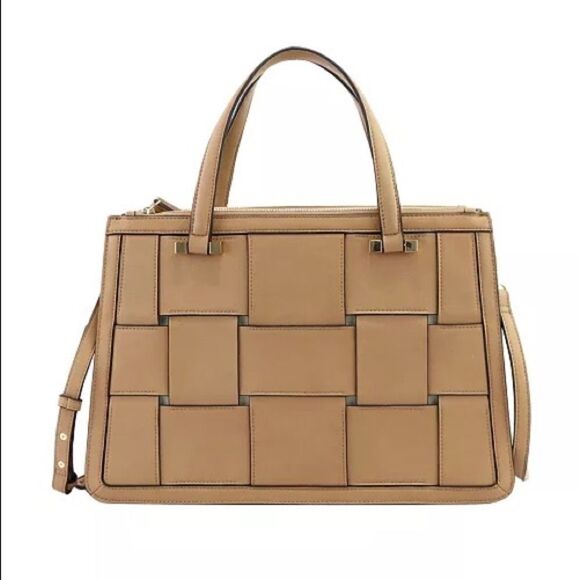 Alfani Woven beige Work Satchel /crossbody bag - Picture 1 of 14